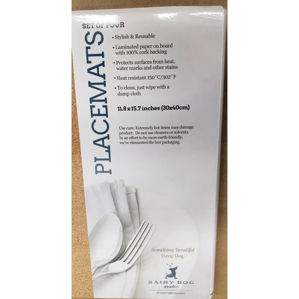 Set of 4 Same Wooden Placemats w/cork back (app. 12